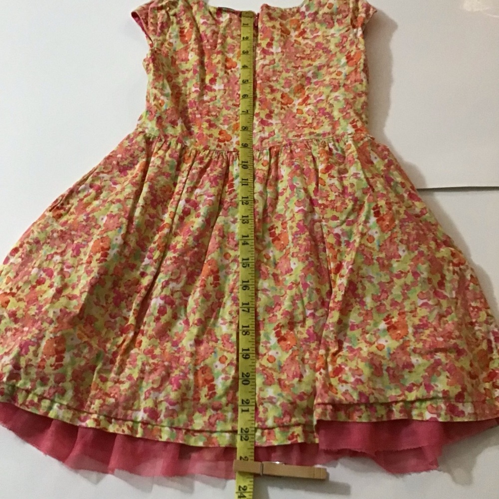 GAP Dress Girls Sz Small (6-7) Pink Orange Floral Fit Flare Cap Sleeve Tulle - Picture 14 of 15